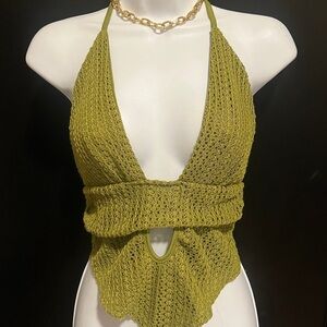 VaVaBold Sexy Hollow Out Deep V Neck Halter Top Medium